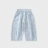 Calça Lanterninha Xadrez para Bebê DUUDUU 2026 Calças Longas Casuais para Passeio em Casa Infantil Estilo Coreano Calças de Menina Verão Finas