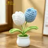 Planta de Tulipa em Vaso Crochê Feito à Mão Lã Flor Artificial Ornamento de Mesa Produto Acabado Decorativo Lembrança