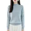 Nuevo suéter de punto grueso con cuello alto medio calado de ganchillo transfronterizo, top básico para otoño e invierno, suéter de capa interior pullover para mujer