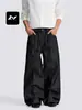 Calça Jeans Denim Azul Original Fengmei Streetwear Americana para Homens e Mulheres Solta com Cordão para o Dia a Dia Corte 3D Tendência Casual Perna Reta