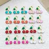 Acessórios para Joias DIY Estilo Coreano, Mini Pingentes de Cereja Coloridos com Gotejamento de Óleo, Galvanizados a Vácuo para Pulseiras, Colares, Brincos e Pingentes