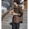 Chaqueta de cuero retro estilo coreano para primavera y otoño 2026, chaqueta de cuero de alta gama con cuello simple, chaqueta tipo camisa de cuero