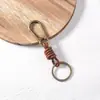 Llavero Tejido de Cuero de Vaca Hecho a Mano Vintage Cierre de Langosta Anillo de Metal Colgante para Bolso de Hombre Accesorios DIY