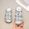 Sandalias para Niña Verano Lazo Pedrería Lindas Estilo Princesa Niña Mediana Suela Gruesa Punta Abierta Sandalias Romanas Sandalias para Niña