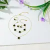 Fábrica 13mm En Stock Conjunto de Trébol de Cuatro Hojas de Moda Acero Inoxidable Borla Conjunto de Joyería Popular Venta al por Mayor
