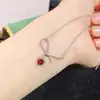 Collar de Plata de Ley S925 Nudo de Cinta Corazón de Granate Natural Diseño Inteligente Cadena para Clavícula de Niña Nuevo Estilo 2025