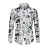 Camisa de Manga Larga Estampada Nueva Tendencia Primavera y Otoño Chaqueta para Hombre Camisa Casual Graffiti Versátil Artístico Top Holgado