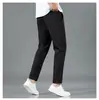 Calça de Terno Masculina de Seda Gelada Respirável Fina de Verão Secagem Rápida Solta Reta Micro-Elástica Tendência Casual
