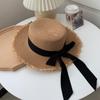 Sombrero de paja con lazo de diseñador para mujer, verano, exterior, transpirable, sombrero para el sol, viaje, vacaciones, sombrero para el sol