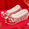 [Borla Blanca Fengxiang] Zapatos de Boda Xiuhe Originales Chinos, Zapatos de Boda para Novia Estilo Antiguo Dinastía Han, Zapatos Bordados