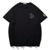 Camiseta Estampada de Moda de Marca Tallas Grandes, Verano Holgada con Pequeño Logo Reflectante + Estampado Dorado Metálico, Camiseta Base Oversized T6345