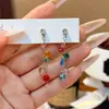 Brincos Coloridos de Franja Dopamina com Contas, Doces e Modernos, Brincos de Tarraxa Elegantes, Luxo Leve, Acessórios de Orelha Únicos e de Alta Qualidade