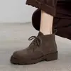 Botas Martin para Mujer 2026 Estilo Nuevo Otoño/Invierno Zapatos para Mujer con Cordones Piel Mate Estilo Británico Botines Versátiles Botas Cortas Casuales para Mujer