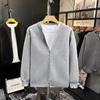 Lujo Ligero Talla Grande para Hombre Marca de Moda Nueva Tendencia Moda Masculina Nuevo Diseño Color Sólido Adelgazante Chaqueta de Manga Larga Todo Fósforo Cardigan de Moda