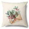 Productos para el Hogar Transfronterizos Amazon Funda de Almohada Navideña Papá Noel Árbol Sofá Funda de Almohada de Lino Funda de Almohada