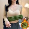 Tops Calientes para Mujer en Invierno, Engrosados con Terciopelo y Almohadillas en el Pecho, Ropa de Otoño con Cuello en V, Camisetas Ajustadas para Abajo, Ropa Interior, Nuevo