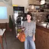 Nuevo Cárdigan de Punto con Botones de Colores para Principios de Otoño Chaqueta Jersey Estilo Hong Kong para el Trabajo Diario Chic Tops de Manga Larga para Mujer
