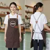 Delantal de Lona con Impresión de Logo Personalizado para Catering, Cafetería, Tienda de Té con Leche, Delantal de Cocina, Ropa de Trabajo Impermeable para Mujeres
