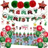 Set de Globos Temáticos Navideños Papá Noel Banderines Variados Banderas Tela de Fondo Decoración de Fiesta Globos de Látex