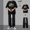 Terno de Manga Curta para Meninos, Conjunto Esportivo Ins de Duas Peças, Camiseta e Calça, Terno Casual Fino Masculino