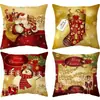Funda de almohada navideña a cuadros estilo americano, funda de cojín cuadrado a cuadros de copo de nieve de felpa corta, funda de cojín para dormitorio