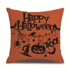 Funda de almohada de lino para Halloween, funda de cojín para reposacabezas impresa