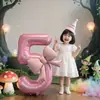 Nuevo globo de foto con lazo de número rosa, decoración para ambiente de fiesta de cumpleaños, accesorios para niña