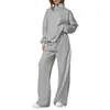 Estación Independiente Conjunto Casual de Dos Piezas para Mujer 2026 Primavera/Otoño Sudadera con Media Cremallera Pantalones de Pierna Recta Ropa Deportiva Conjunto de Viaje