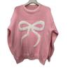 Amazon Transfronterizo Suéter de Punto Jacquard con Lazo para Mujer Otoño e Invierno Estilo Perezoso Holgado Cálido y Cómodo Suéter