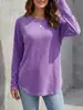 Outono/Inverno 2026 Nova Roupa Feminina Transfronteiriça Europeia e Americana Cor Sólida Casual Solta Gola Redonda Bainha Curva Alta-Baixa Blusa Feminina