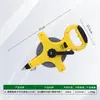 Plástico amarelo faixa de pintura branca portátil estante de aço régua fita métrica grande régua de prateleira régua portátil canteiro de obras 30 metros 50 metros 100 metros
