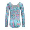 Ropa de Baile Latino de una Pieza con Mangas Largas Estampada Ropa de Práctica de Baile de Verano Ropa de Competición para Niñas Niñas