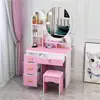 Tocador minimalista moderno para dormitorio, tocador pequeño con espejo para apartamentos de alquiler, escritorio de maquillaje de princesa