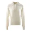 Novo suéter de tricô texturizado para outono e inverno, com gola polo, meio botão, design moderno e versátil, manga longa, cor sólida, para mulheres