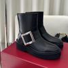 Botas Estilo Nuevo 2026 con Hebilla Cuadrada, Botas de Cuero Estilo Martin para Mujer con Suela Gruesa y Hebilla Metálica, Botas Chelsea, Casuales y Versátiles