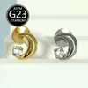 F136 Titânio Zircônia Única Stud de Lábio de Titânio Stud de Orelha em Forma de Lua Stud de Osso da Orelha com Rosca Interna Stud de Lábio de Liga de Titânio Integrada com Rosca Interna