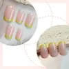 Uñas Portátiles Cuadradas Cortas de Comercio Exterior Más Vendidas, Borde Francés Amarillo, Uñas Postizas Sencillas, Pegatinas para Uñas, Producto Terminado de 24 Piezas Transfronterizo