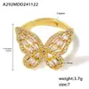 Anel Duoduo de Arroz Fada Borboleta Zircônia Moda Personalidade Cobre Banhado a Ouro 18K Anel de Abertura Nicho Fornecimento Transfronteiriço
