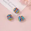 Esmalte cloisonné Azul Queimado Contas de Óleo Contas Cilindricas Acessórios de Contas Nó Chinês Contas de Lótus Pulseira DIY Feita à Mão Acessórios de Joias