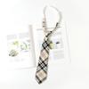 Corbata de Nudo JK para Mujer, Pajarita a Cuadros Marrón y Amarillo Estilo Japonés, Decoración para Camisa Casual, Pajarita sin Corbata, Estilo Universitario, Hecha a Mano para Hombre