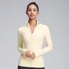 Define chaqueta de yoga para mujer, con cremallera, de manga larga, tejido cepillado, cuello alto, elástica, corte ajustado, top deportivo de yoga