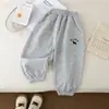 Pantalones de Chándal Bordados de Primavera Nuevos Estilo Coreano para Niños, Pantalones Nuevos de Moda con Puños para Niños y Niñas