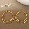 Pendientes exagerados de personalidad europea y americana, retro, de lujo ligero, de alta gama, de doble capa, de aro grande, diseño de nicho, pendientes versátiles para el día a día