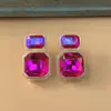Aretes Europeos y Americanos Transfronterizos Retro Barrocos de Pedrería Geométrica Colorida, Aretes Femeninos Simples de Alta Gama