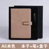 A5 Cuaderno de piel de oveja papelería agenda de negocios traje caja de regalo hebilla A6 bloc de notas LOGO personalizado