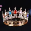 Tiara de Novia de Venta Caliente Transfronteriza Corona Redonda de Cristal Redondo Barroco de Alta Gama Corona de Princesa Cumpleaños Accesorios de Boda Lote