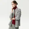 Luxo leve, macio, estilo minimalista, pequeno cardigã feminino de caxemira, texturizado, solto, peça externa espessa, cardigã casual com zíper