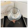 Bolso de cadena con bordado de diamantes, nuevo bolso cruzado elegante de color liso con cierre, bolso de hombro informal de moda con forma de media luna, 2024