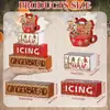 Set de Cuatro Piezas de Madera Señales Decorativas de Mesa Navideña, Sombreros Navideños, Piezas de Letrero de Madera para Decoración de Mesa Navideña, Soporte de Capas