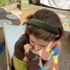 Acessórios de Cabelo Headband de Topo de Cabeça de Outono Precoce Celebridade da Internet Coreana Headband de Temperamento de Fada Redutor de Idade Chapéu de Aba Larga Presilha para Cabelo Preso Faixa de Cabelo